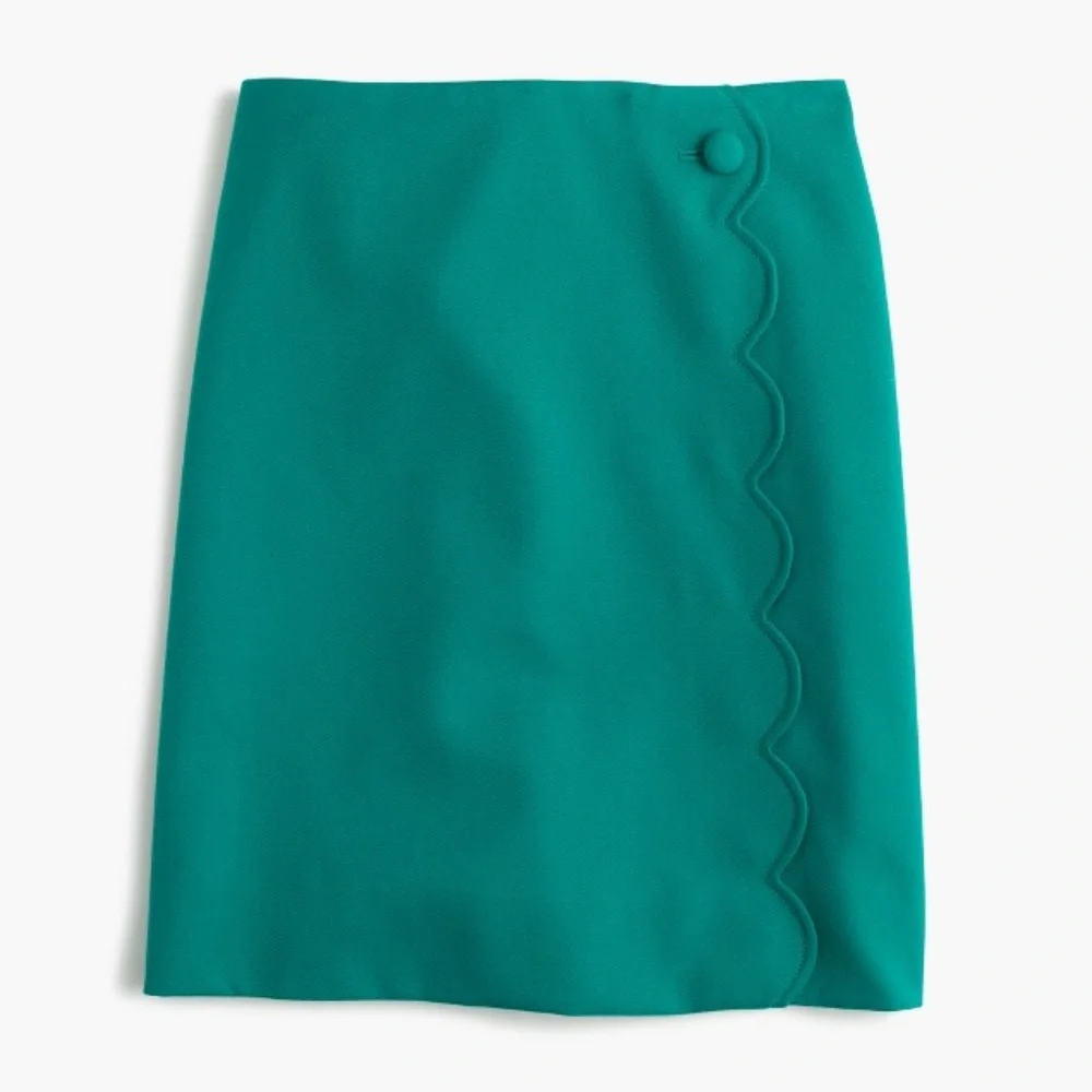 J. Crew Teal Scalloped Pencil Skirt - Picture 1 of 7
